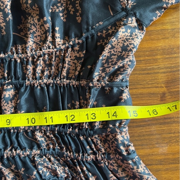 Rebecca Taylor Arden Fern Silk MIDI Dress Black/Copper Colored floral print L - Picture 14 of 16